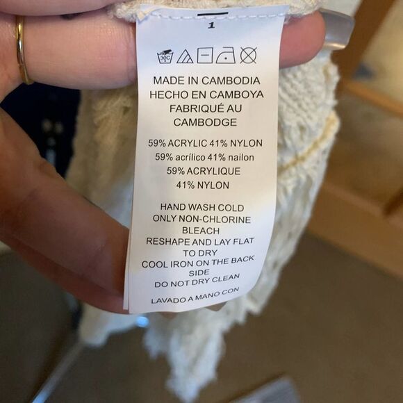 MICHAEL Michael Kors Ivory Open Front Fringe Hem Knit Cardigan - Picture 4 of 5